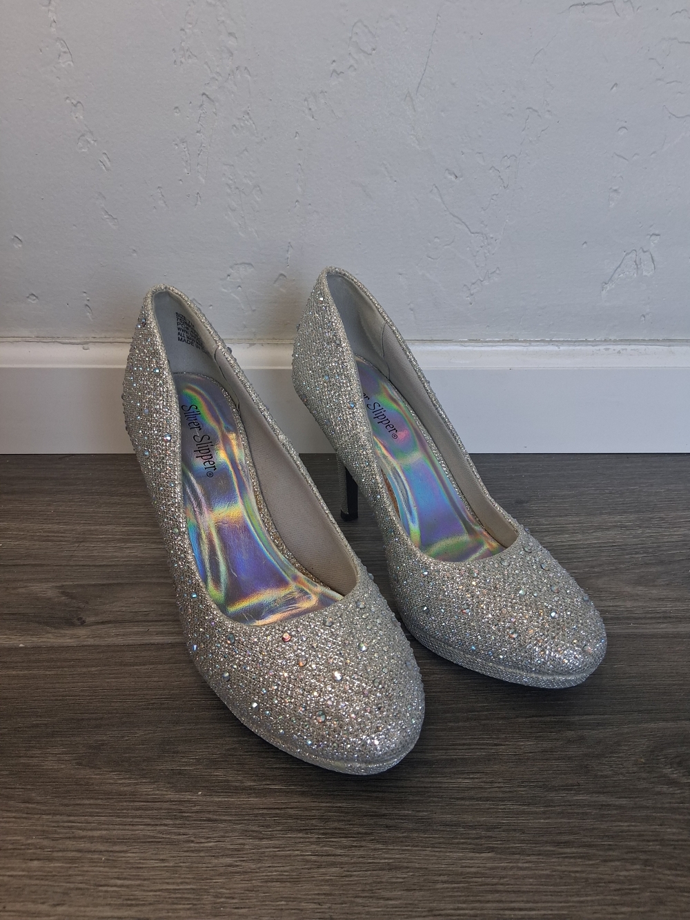 Silver Glitter High Heel Pumps by - Sparkle Evening Heels 7M